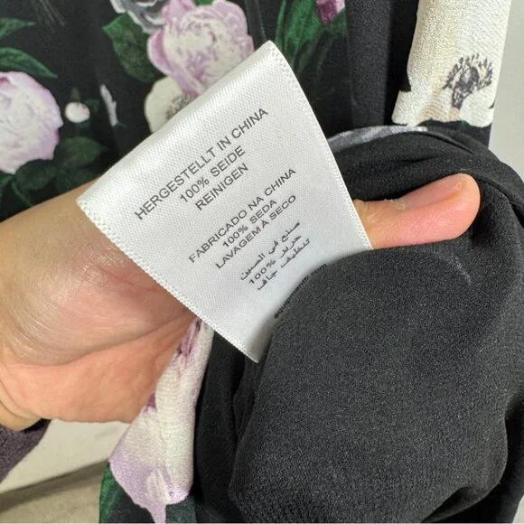 Equipment Femme Black Floral Silk Shift Dress Size S Sleeveless Chic Summer Boho - Picture 8 of 12